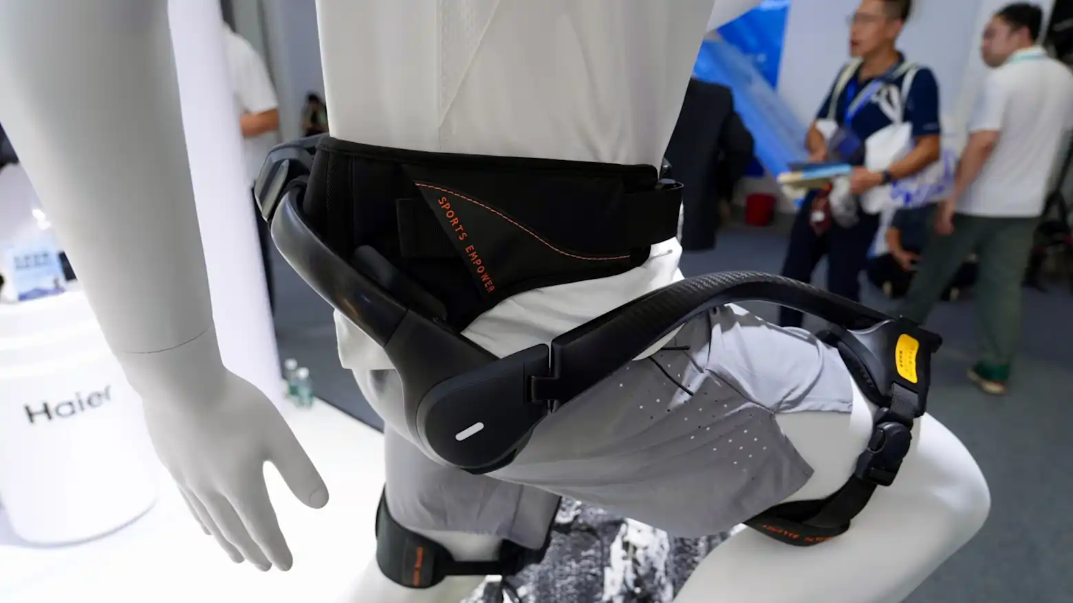A consumer exoskeleton device on display