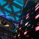 Indonesia Stock Exchange electronic board showing falling stocks